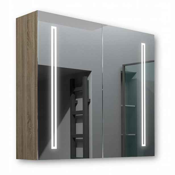 Dřevěná skříňka 80x70 Led zrcadlo Venus Sonoma
