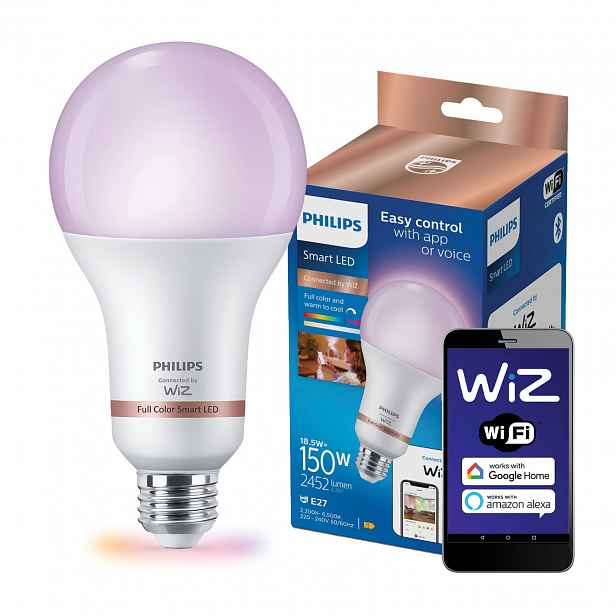 Led žárovka E27 18,5W 150W Rgb Tw Výkonná Smart WiFi Aplikace WiZ Philips