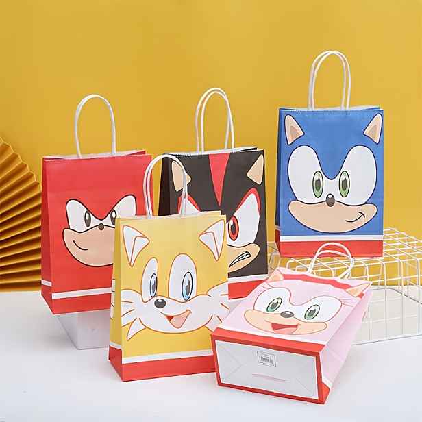 TEMU Dárek pro ni/jeho 5ks SONIC THE HEDGEHOG Sonic Comics Filmová tématika Dárkové balení Taška na párty Narozeninový dárek Balicí taška Kabelka,