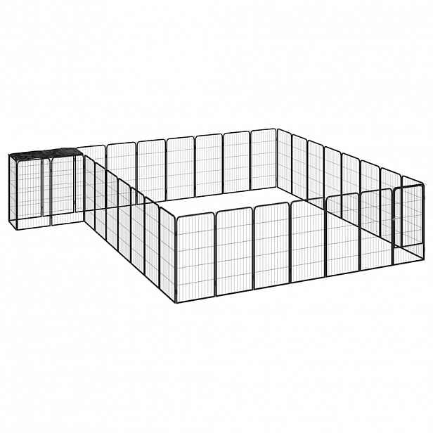vidaXL 34panelová ohrádka pro psy černá 50 x 100 cm práškovaná ocel
