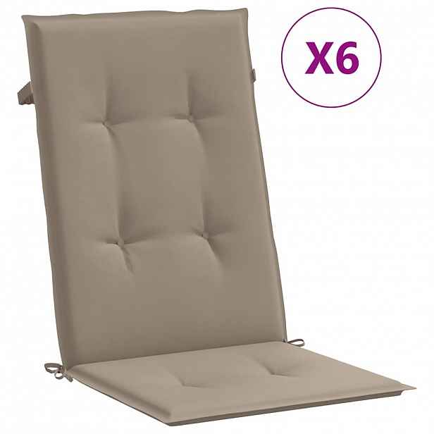 vidaXL Podušky na židli vysoké opěradlo 6 ks taupe 120x50x3 cm textil