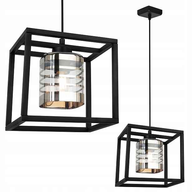 Závěsné Stropní Svítidlo Lustr Jedna Klec Elegantní Skleněná Koule