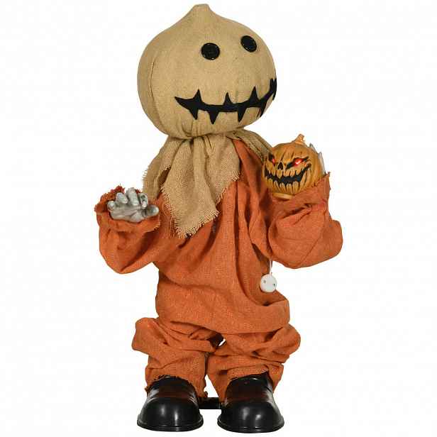 HOMCOM HALLOWEENSKÁ dekorace Strašák 77 cm s červeně svítícíma očima, zvuková funkce