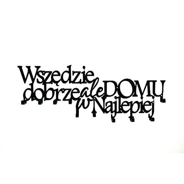 Kovový nástěnný věšák do předsíně na oblečení Klíče s nápisem 75 cm