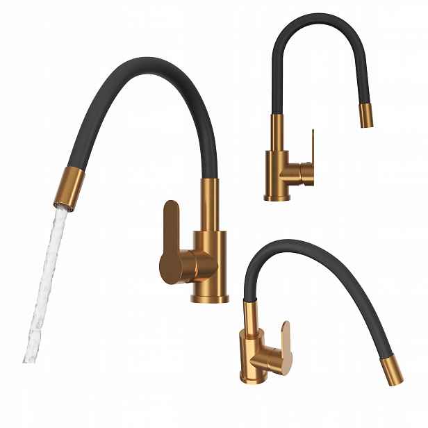 Kuchyňská baterie flexibilní rose brushed gold Grado Plus rotační perlátor