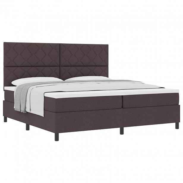 vidaXL Postel s boxspringem s čelo Tmavě hnědá 200 x 200 cm textil