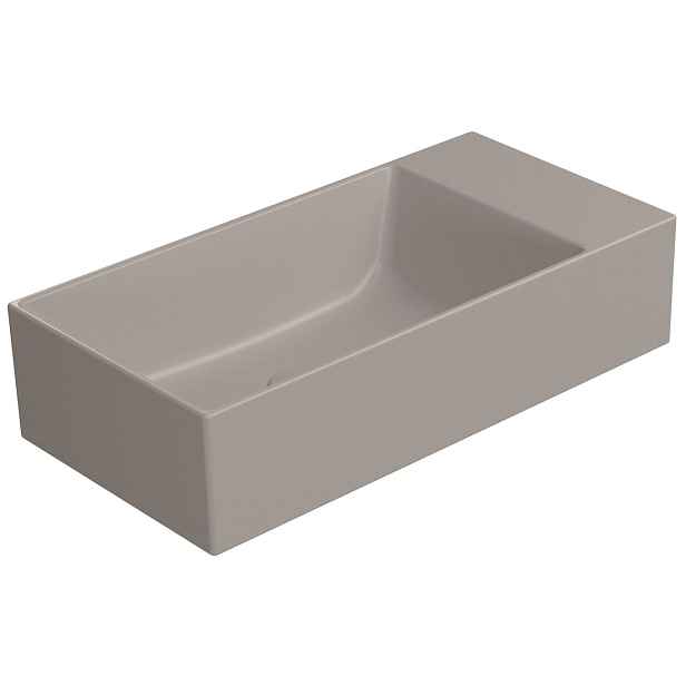GSI KUBE X keramické umývátko 50x25cm, bez otvoru, pravé/levé, tortora mat
