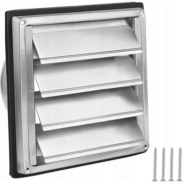 Ventilační mřížka 100 mm, zpětná klapka nerezová ocel