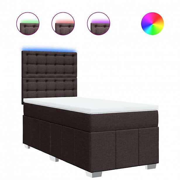 vidaXL Box spring postel s matrací tmavě hnědá 90x200 cm textil