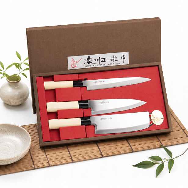 Sada japonských nožů Sashimi Santoku Nakiri Kuchyňský šéfkuchař jako dárek