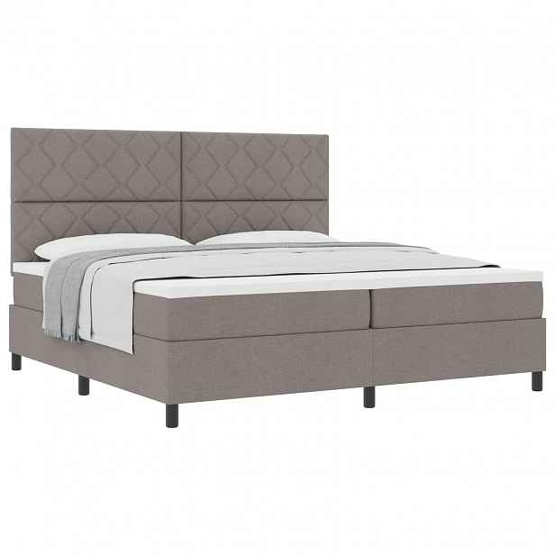 vidaXL Postel s boxspringem s čelo Taupe 200 x 200 cm textil