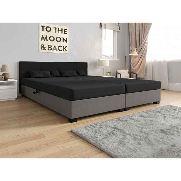 Americká postel s úložným prostorem 160x200 ROSIE 15 - tmavě šedá / tmavě béžová