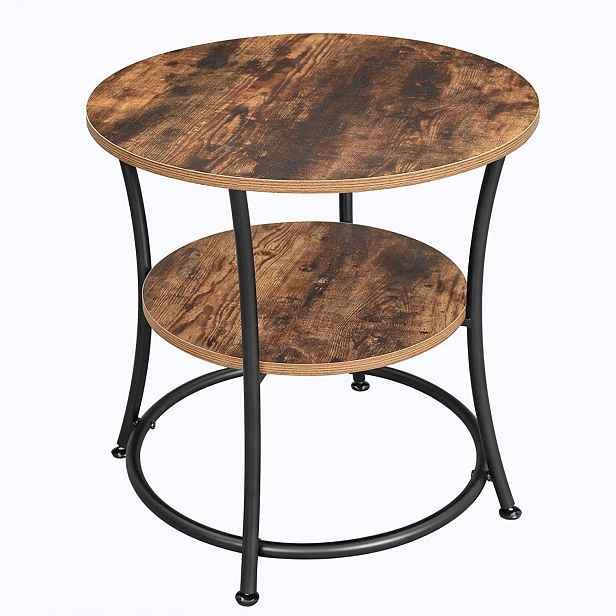Kávový stolek Industrial kulatý 55 x 55 x 55 cm černý, dub rustikální