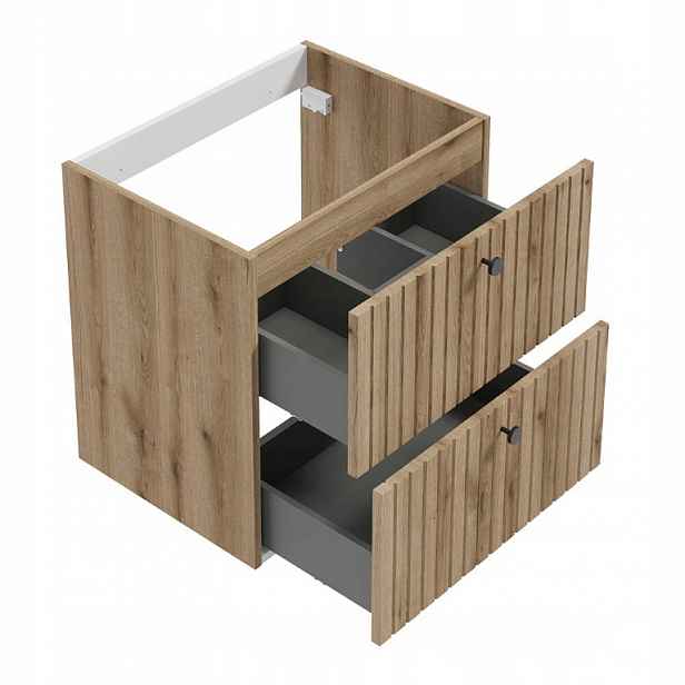 Koupelnová skříňka s umyvadlem a lamelami 60 cm, rýhovaná, moderní