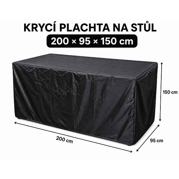 Krycí plachta na stůl 200 × 95 × 150 cm černá