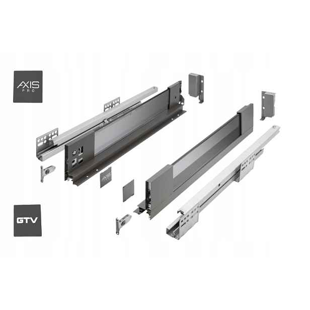 Šuplík Gtv Axis Pro Glass L350 H116 Střední Skleněná Strana 40 Kg S Tlumením Dovírání
