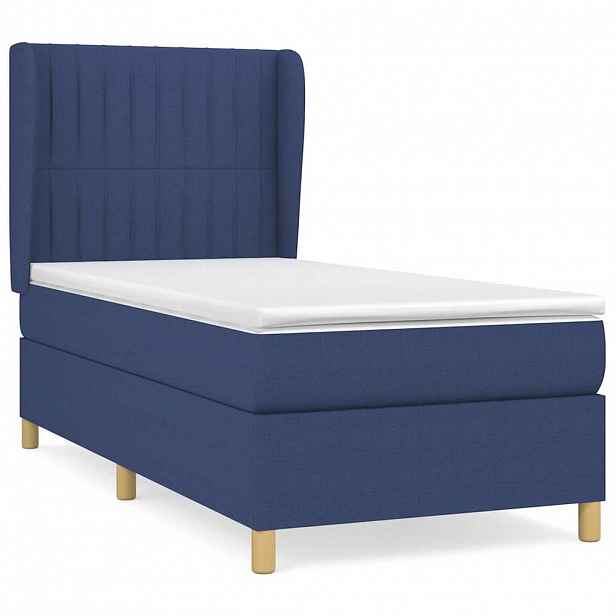vidaXL Box spring postel s matrací modrá 100 x 200 cm textil