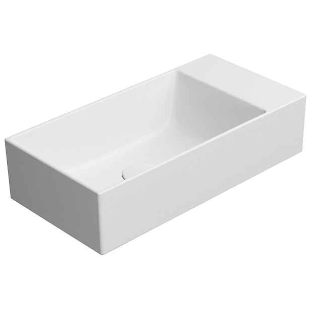 GSI KUBE X keramické umývátko 50x25cm, bez otvoru, pravé/levé, bílá mat