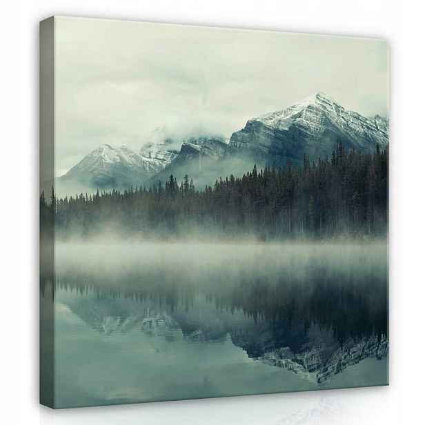 Obraz Na Plátně Canvas 80x80 Hory Les Mlha Voda