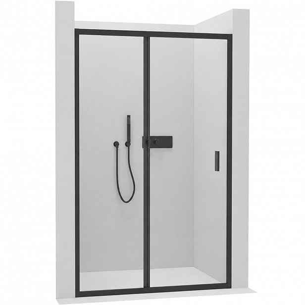 Sprchové posuvné dveře Varone LINE L/P - 6 mm - černá matná, transparentní sklo - 90x195 cm