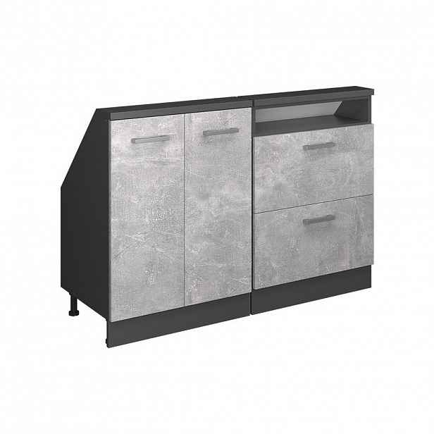 Vicco KUCHYŇSKÁ SKŘÍŇKA POD ŠIKMOU STŘECHU R-Line Beton 120 cm Sada 2 kusů