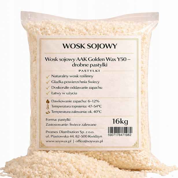 Vosk Golden Wax Y50 100% sója noGMO 16 kg Pastilky
