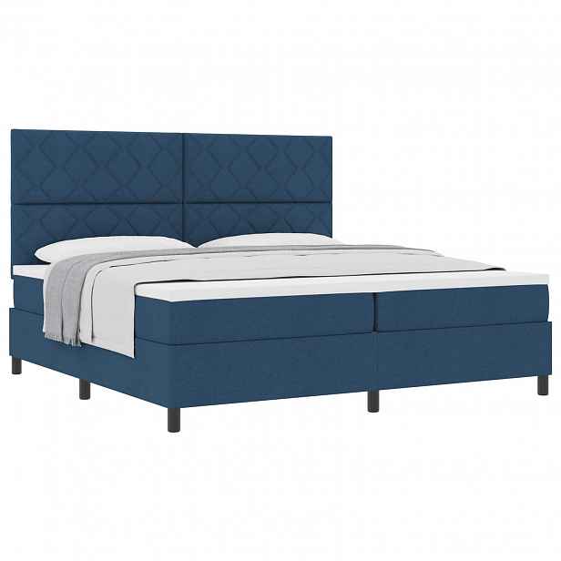 vidaXL Postel s boxspringem s čelo Modrá 200 x 200 cm textil