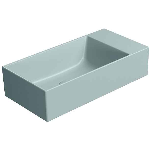 GSI KUBE X keramické umývátko 50x25cm, bez otvoru, pravé/levé, ghiaccio mat