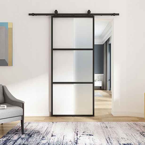 Skleněné Nástěnné Dveře Loft Posuvný Systém Industrial 91x213 CM