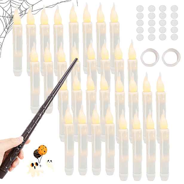 Levitující Led svíčky na baterie s kouzelnou hůlkou pro Halloween a Vánoce