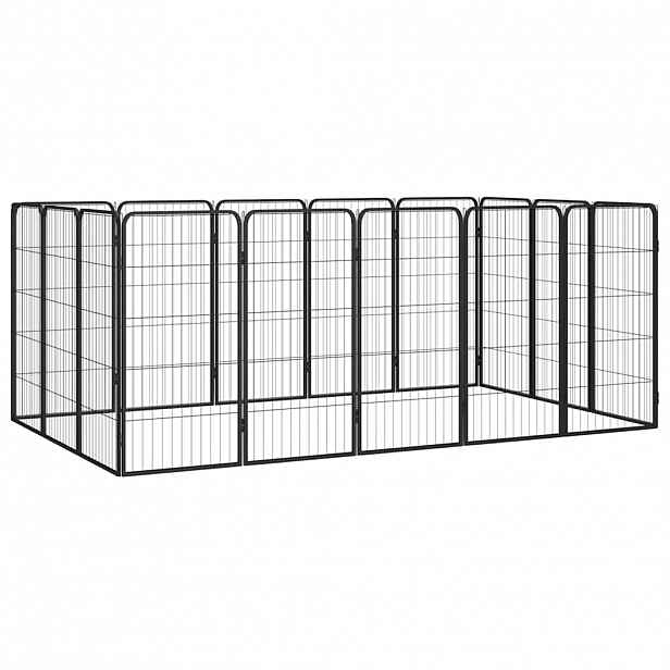 vidaXL 16panelová ohrádka pro psy černá 50 x 100 cm práškovaná ocel