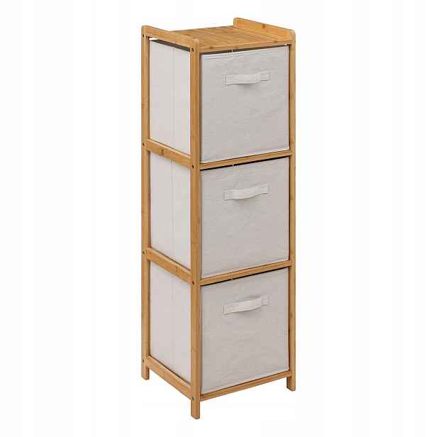 Vysoký bambusový regál Tidy se 3 textilními košíky, výš. 109,5 cm