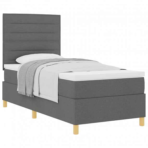 vidaXL Postel s boxspringem s matrací Tmavě šedá 80 x 200 cm textil