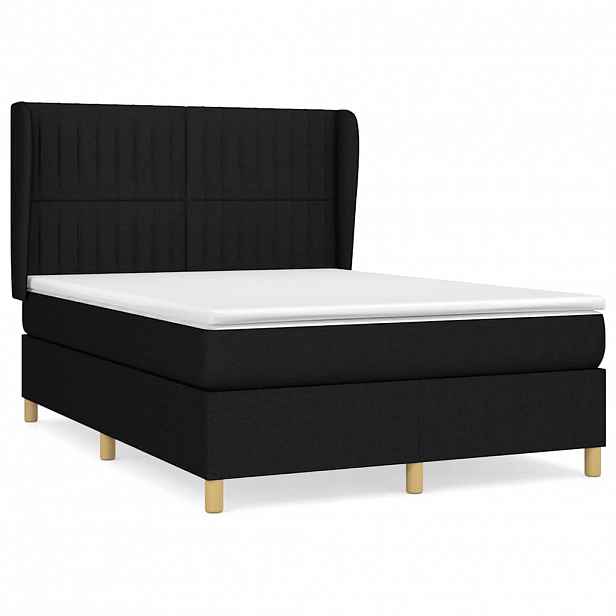 vidaXL Box spring postel s matrací černá 140 x 190 cm textil