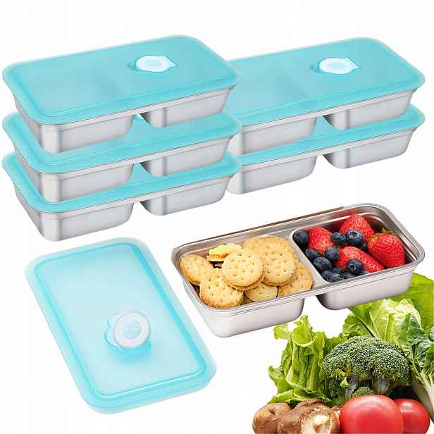 Bento Box Ocelový 2 komory Ocean Blue 30 oz s víčkem 6 ks