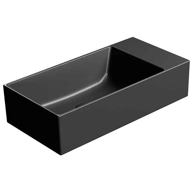 GSI KUBE X keramické umývátko 50x25cm, bez otvoru, pravé/levé, černá mat