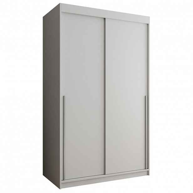 Home Collective ŠATNÍ SKŘÍŇ S POSUVNÝMI DVEŘMI 120 cm šířka, bílá se stříbrným úchytem
