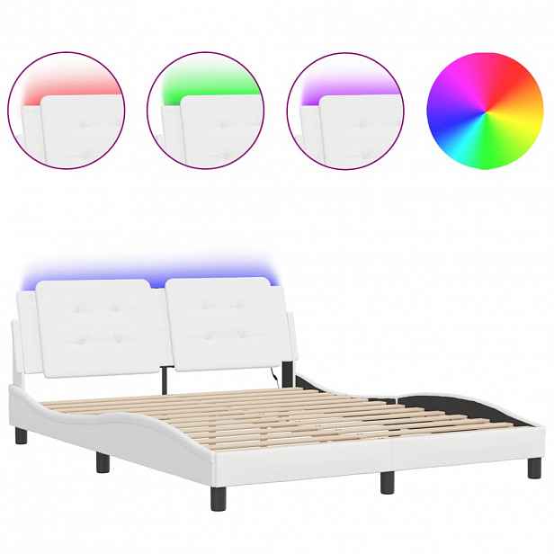 vidaXL Rám postele s LED bez matrace Zadar bílý 160 x 200 cm