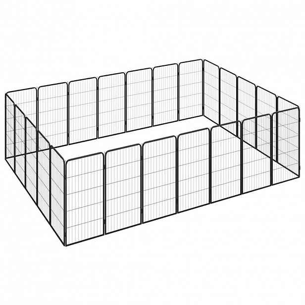 vidaXL 24panelová ohrádka pro psy černá 50 x 100 cm práškovaná ocel