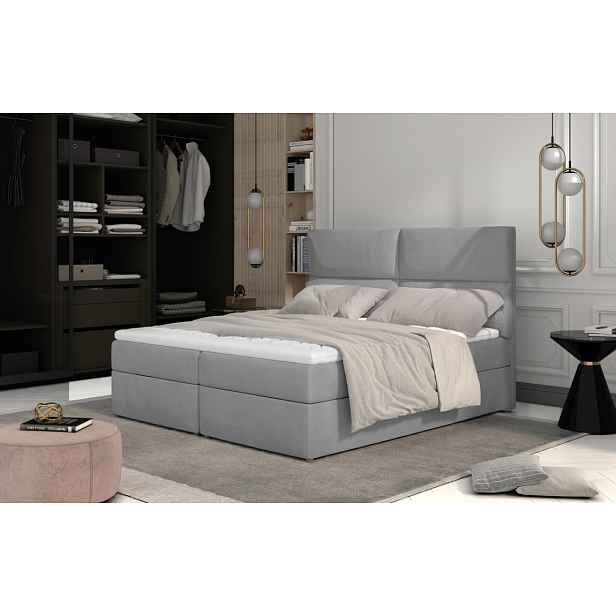 Boxspring PILANSI 05 160x200, světle šedá látka