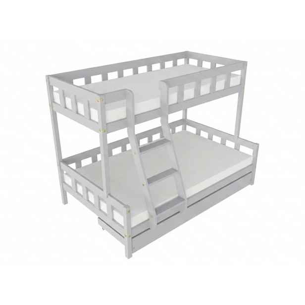 Benlemi Patrová postel PLOTTY s předním žebříkem 90x200, 120x200 cm Zvolte barvu: Světle šedá, Zvolte šuplík: Úložný šuplík, Zvolte stranu: Vlevo