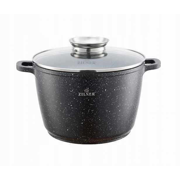 Hluboký Hrnec S Mramorovým Povrchem 24 cm S Poklicí ZL-7009