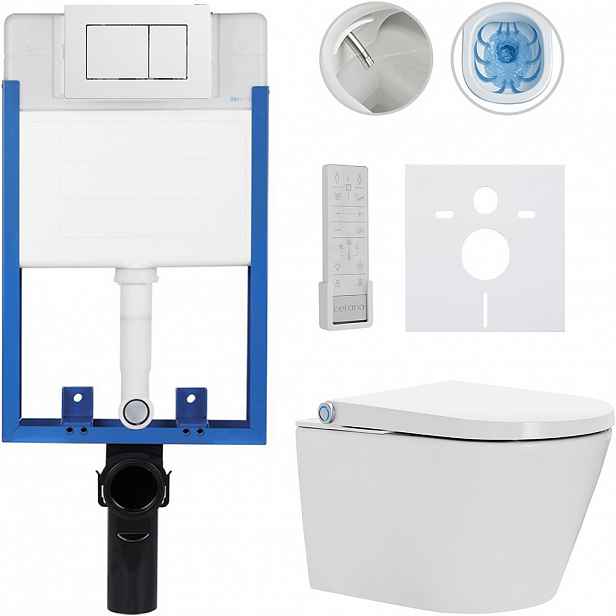 Kompletní WC set Profi/Cronus Premium - bílá lesklá - WC tlačítko Classic/Bílá - pro zazdění - 59,3x38,4 cm