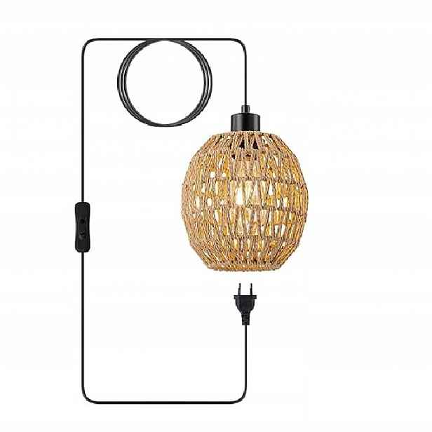 Ratanová Závěsná Lampa E27 s konektorem 4,5 m Boho Domů Síťová pletená