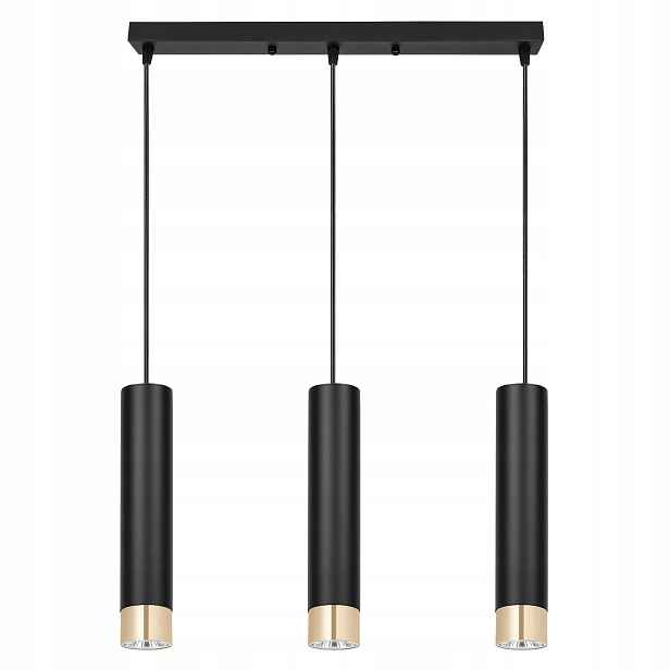 Závěsná Led lampa Lustr Stropní Svítidlo Tuby Zwis Metal GU10 Černá nad stůl Loft
