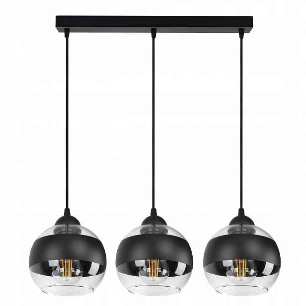 Závěsná stropní lampa Lustr Černá Skleněné Koule Black Belt BZ3 Led E27