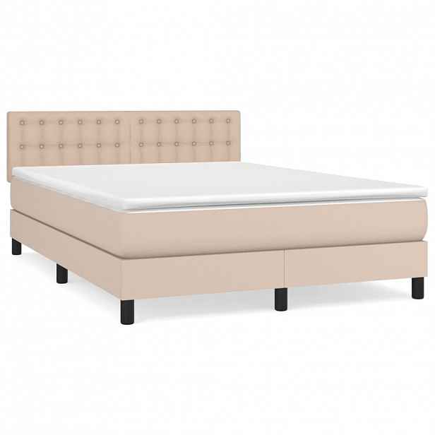 vidaXL Box spring postel s matrací cappuccino 140x200 cm umělá kůže