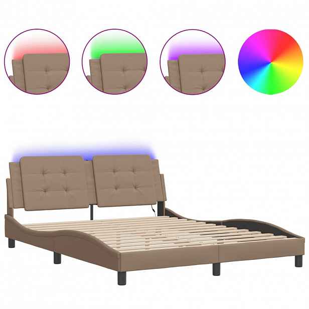 vidaXL Rám postele s LED bez matrace Zadar cappuccino 160 x 200 cm