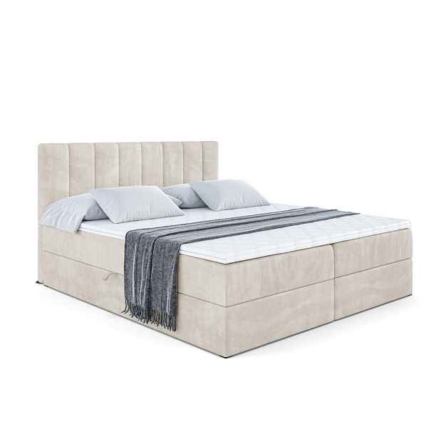ALTDECOR KONTINENTÁLNÍ POSTEL s matrací H3 - OTTA - 140x200 cm Béžová