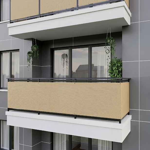 Balkonová zástěna OSLO béžová, výška 90 cm, šířka různé rozměry MyBestHome Rozměr: 90x500 cm rozteč 50 cm